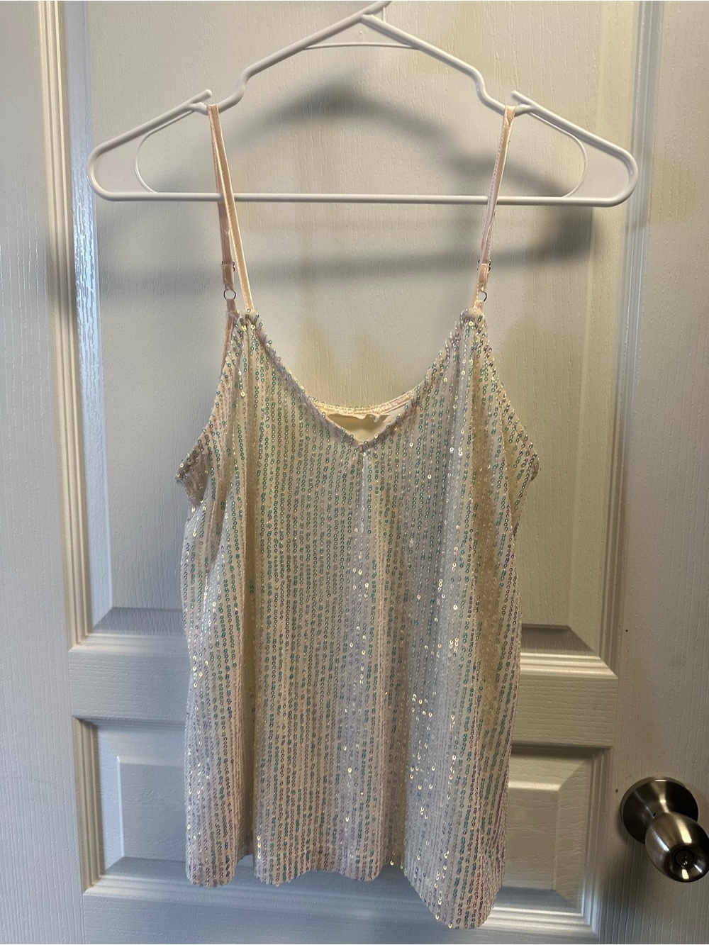 Millibon Iridescent Sequin Cami in Cream and Lavender